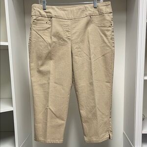 Ruby Rd. Tan Textured Casual Pull On Capris Size 14 NWT